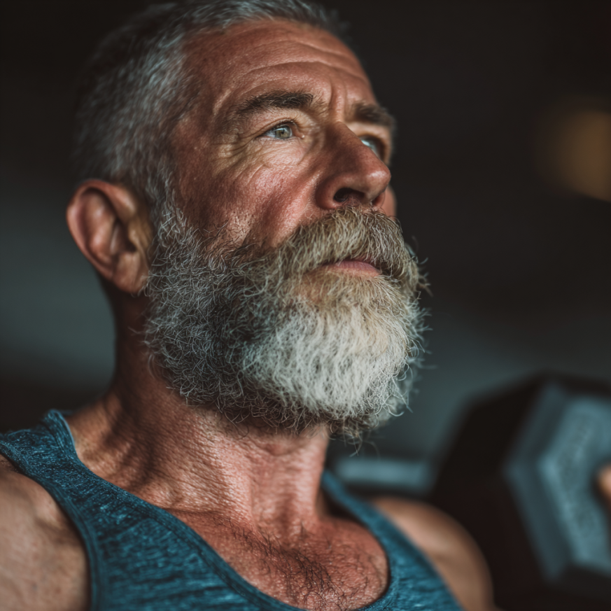 Възрастна жена прави йога упражнения на открито